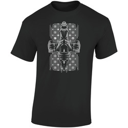 Pinstripe Serenity  Retro Graphic Unisex Soft Cotton Black T Shirt