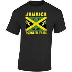 Sochi Olympics Jamaica Flag Bobsled Team  Retro Graphic Unisex Soft Cotton Black T Shirt