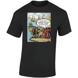Columbus Arrives In The Americas - Anti Trump Illegal Immigration Dark  Retro Graphic Unisex Soft Cotton Black T Shirt