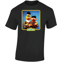 Ernie And Bert Old School Black  Retro Graphic Unisex Soft Cotton Black T Shirt