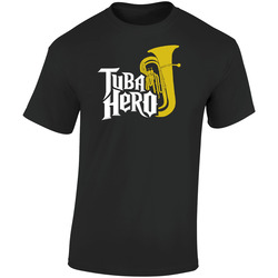 Tuba Hero Guitar Hero Parody Funny  Retro Graphic Unisex Soft Cotton Black T Shirt