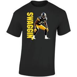 Pittsburgh Ike Taylor Swaggin Football  Retro Graphic Unisex Soft Cotton Black T Shirt