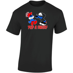 Pop A Smurf Funny  Retro Graphic Unisex Soft Cotton Black T Shirt