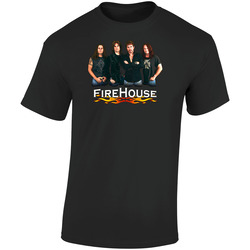 Firehouse Rock Classic  Retro Graphic Unisex Soft Cotton Black T Shirt