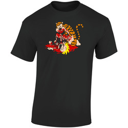 Calvin Hobbes Revenge  Retro Graphic Unisex Soft Cotton Black T Shirt