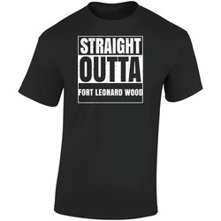 Straight Outta Fort Leonard Wood Missouri City Compton Parody Grunge  Retro Graphic Unisex Soft Cotton Black T Shirt