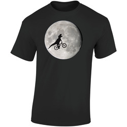 Flying Dinosaur Bike Moon Funny Et Parody  Retro Graphic Unisex Soft Cotton Black T Shirt