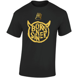 Born Sinner  Retro Graphic Unisex Soft Cotton Black T Shirt