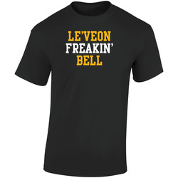 Le'veon Freakin' Bell Pittsburgh Football Player Cool Fan  Retro Graphic Unisex Soft Cotton Black T Shirt