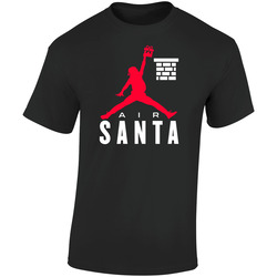 Air Santa Christmas Parody Holiday Sports Fan Gift  Retro Graphic Unisex Soft Cotton Black T Shirt