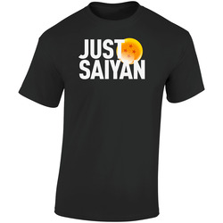 Just Saiyan White Text  Retro Graphic Unisex Soft Cotton Black T Shirt