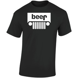 Jeep Logo Beer Black  Retro Graphic Unisex Soft Cotton Black T Shirt