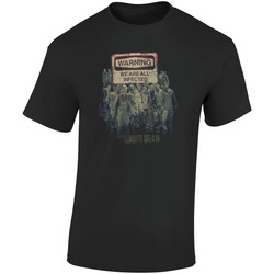 The Walking Dead Warning Sign We Are All Infected Tv Show  Retro Graphic Unisex Soft Cotton Black T Shirt