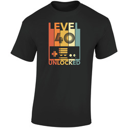 Level 40 Unlocked  Retro Graphic Unisex Soft Cotton Black T Shirt