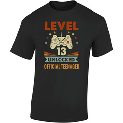 Level 13 Unlocked 13th Video Gamer Birthday Boy Gifts  Retro Graphic Unisex Soft Cotton Black T Shirt