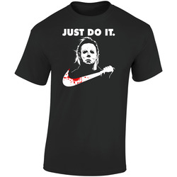 Just Do It Halloween Michael Myers Logo Parody Retro Horror Film Fan  Retro Graphic Unisex Soft Cotton Black T Shirt