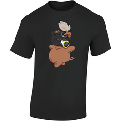Overwatch Roadhog Free Pig Spray  Retro Graphic Unisex Soft Cotton Black T Shirt