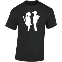 Boy Meets Girl Banksys Stencil Art Graffiti  Retro Graphic Unisex Soft Cotton Black T Shirt