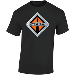 International Trucks Automobile Car Truck Motorcycle Auto Parts Cool Distressed Style Brand Logo Emblem  Retro Graphic Unisex Soft Cotton Black T Shirt