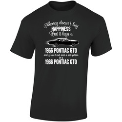 1966 Pontiac Gto Money Cant Buy Happiness But It Buys Car Enthusiast  Retro Graphic Unisex Soft Cotton Black T Shirt