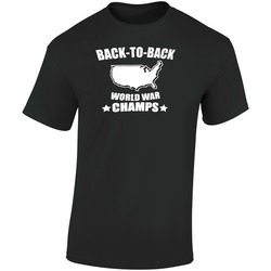 Funny Back To Back World War Champs  Retro Graphic Unisex Soft Cotton Black T Shirt