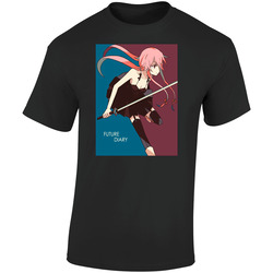 Future Diary 07bl  Retro Graphic Unisex Soft Cotton Black T Shirt