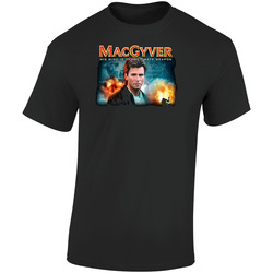 Macgyver Tv Show  Retro Graphic Unisex Soft Cotton Black T Shirt
