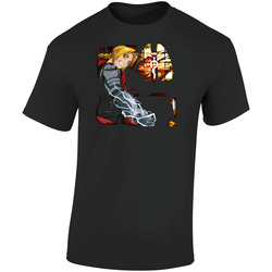 Edward Elric Fullmetal Alchemist Anime Manga  Retro Graphic Unisex Soft Cotton Black T Shirt