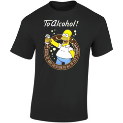 Homer Simpson Alcohol Funny  Retro Graphic Unisex Soft Cotton Black T Shirt
