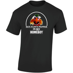 Sgt Floyd Pepper Is My Homeboy Muppet  Retro Graphic Unisex Soft Cotton Black T Shirt