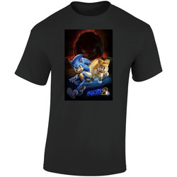 Sonic The Hedgehog 2 Movie Fan  Retro Graphic Unisex Soft Cotton Black T Shirt