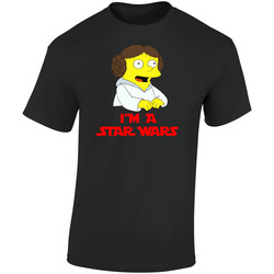 I'm A Star Wars Simpsons Ralph Wiggum Princess Leia  Retro Graphic Unisex Soft Cotton Black T Shirt