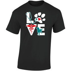 Veterinary Love Dog V. Teal  Retro Graphic Unisex Soft Cotton Black T Shirt