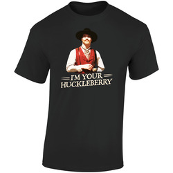 I'm Your Huckleberry Val Kimmer Tombstone Movie Quote T  Retro Graphic Unisex Soft Cotton Black T Shirt
