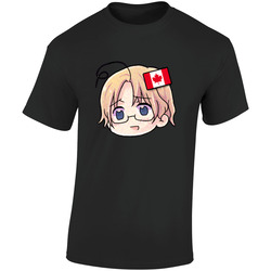 Hetalia C16 Canada  Retro Graphic Unisex Soft Cotton Black T Shirt