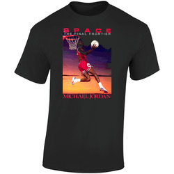 Retro 1980s Michael Jordan Space  Retro Graphic Unisex Soft Cotton Black T Shirt