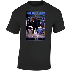 Retro Bo Jackson Black And Blue  Retro Graphic Unisex Soft Cotton Black T Shirt