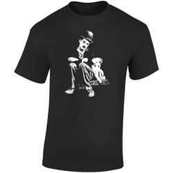 Charlie Chaplin A Dogs Life  Retro Graphic Unisex Soft Cotton Black T Shirt