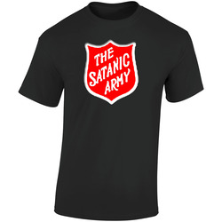 The Satanic Army parody funny (2).jpg  Retro Graphic Unisex Soft Cotton Black T Shirt