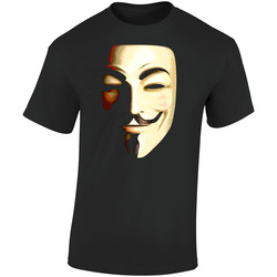 V For Vendetta Mask Black Only  Retro Graphic Unisex Soft Cotton Black T Shirt