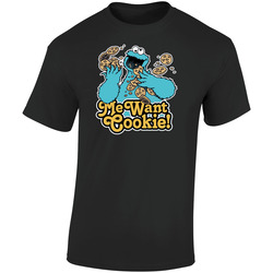 Cookie Monster  Retro Graphic Unisex Soft Cotton Black T Shirt