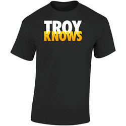 Troy Knows Troy Polamalu  Retro Graphic Unisex Soft Cotton Black T Shirt