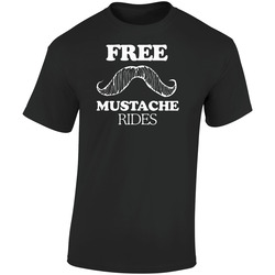 Free Mustache Rides Funny  Retro Graphic Unisex Soft Cotton Black T Shirt