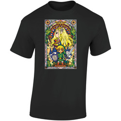 Legend Of Zelda Stain Glass Video Game  Retro Graphic Unisex Soft Cotton Black T Shirt