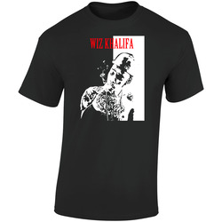 Wiz Khalifa Smoking Rap Gangster  Retro Graphic Unisex Soft Cotton Black T Shirt