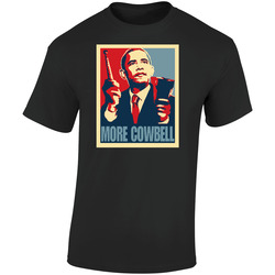 Obama More Cowbell Parody  Retro Graphic Unisex Soft Cotton Black T Shirt