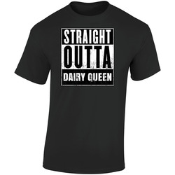 Straight Outta Dairy Queen Movie And Fast Food Parody  Retro Graphic Unisex Soft Cotton Black T Shirt