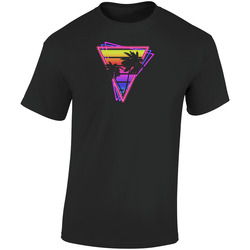 Vaporwave Palms Triangle  Retro Graphic Unisex Soft Cotton Black T Shirt