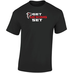 Get Fucking Set Atlanta Football Sports Team Fan  Retro Graphic Unisex Soft Cotton Black T Shirt