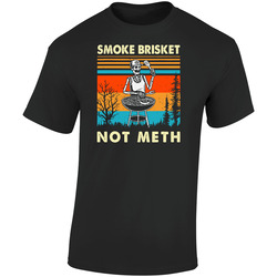 Skeleton Bbq Grilling Smoke Brisket Not Meth Vintage  Retro Graphic Unisex Soft Cotton Black T Shirt